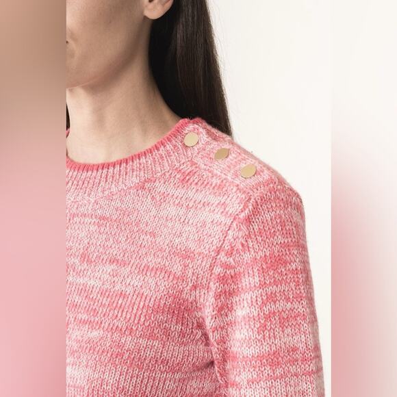 Vanessa Bruno Jaslin Marled Pink Sweater Button Shoulder Baby Alpaca Size S - Picture 4 of 10